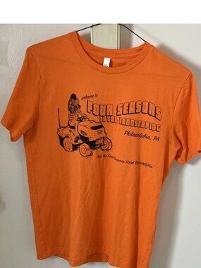 Four Seasons Total Landscaping Gritty T-Shirt Orange Philly Meme Graphic Tee Med